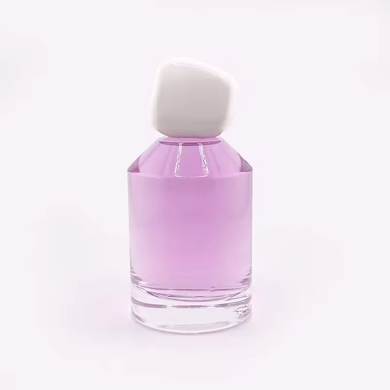 Clear Cylindrical Glass Perfume Bottle