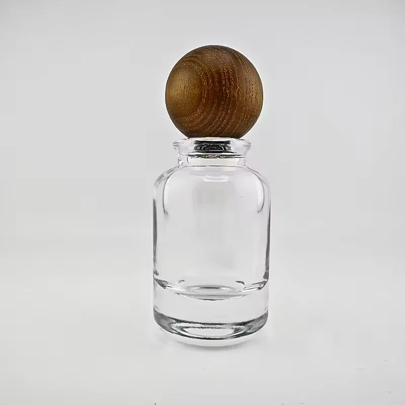 Clear Cylindrical Glass Perfume Bottle with Crimp Neck