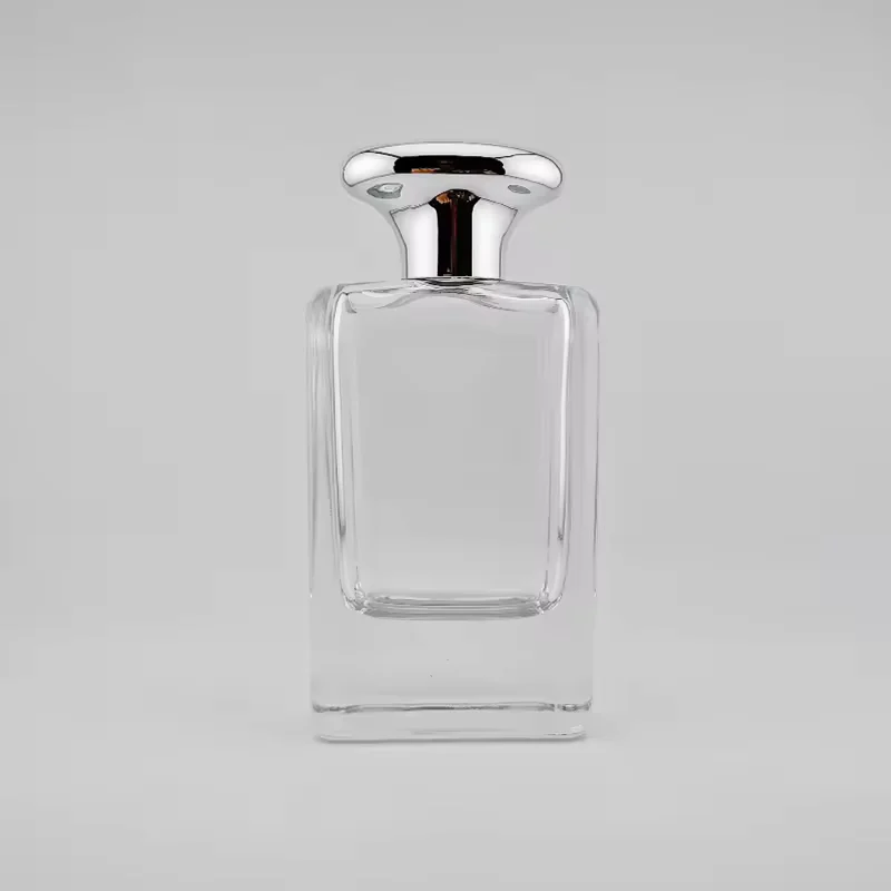 Clear Square Glass Perfume Bottle with Crimp Neck