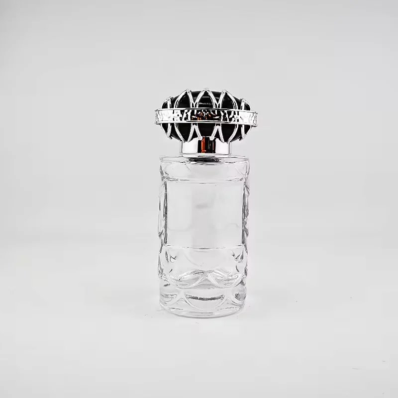 Black Cylindrical Glass Perfume Bottle