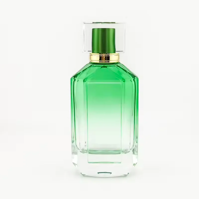 Green Glass Perfume Bottle with Refillable Design
