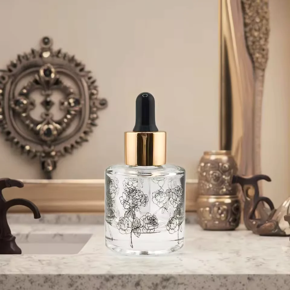 Luxury Crimp Neck Refillable Dropper Bottles with Packaging Pump Sprayer Cap
