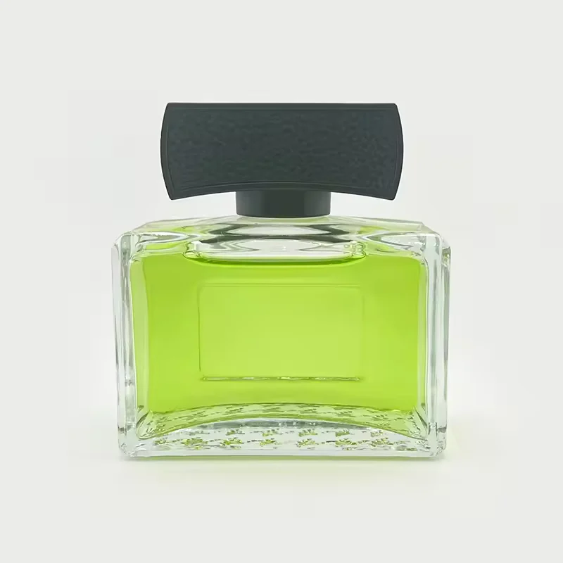 Black Square Glass Perfume Bottle with Crimp Neck