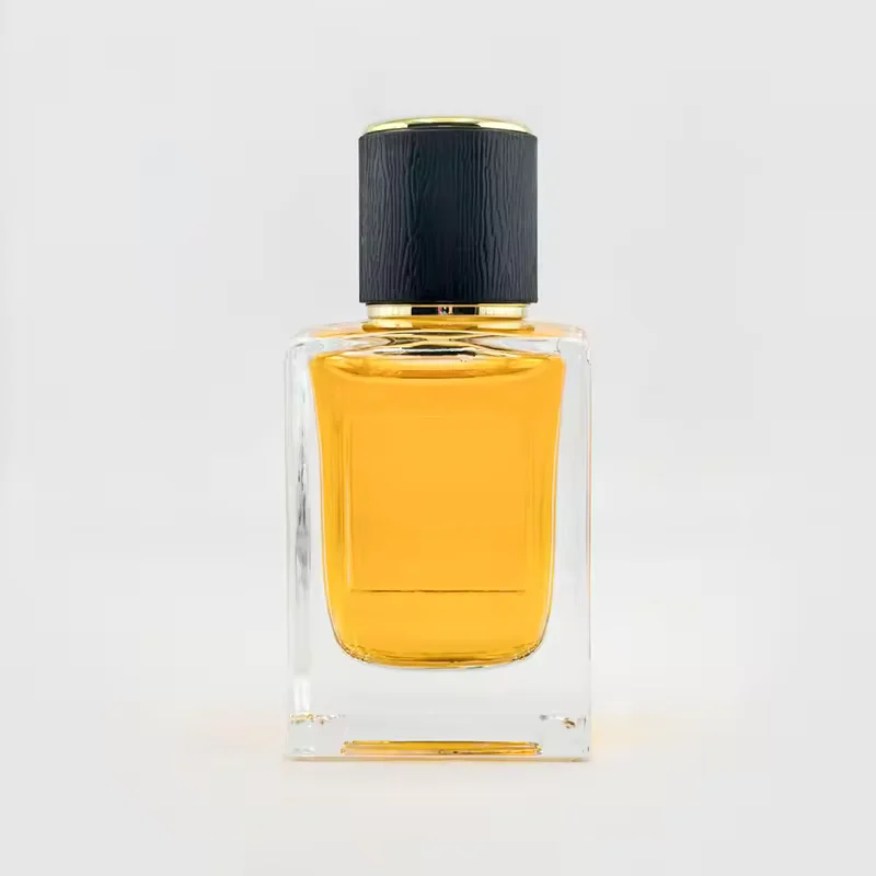 Black Square Glass Perfume Bottle with Crimp Neck