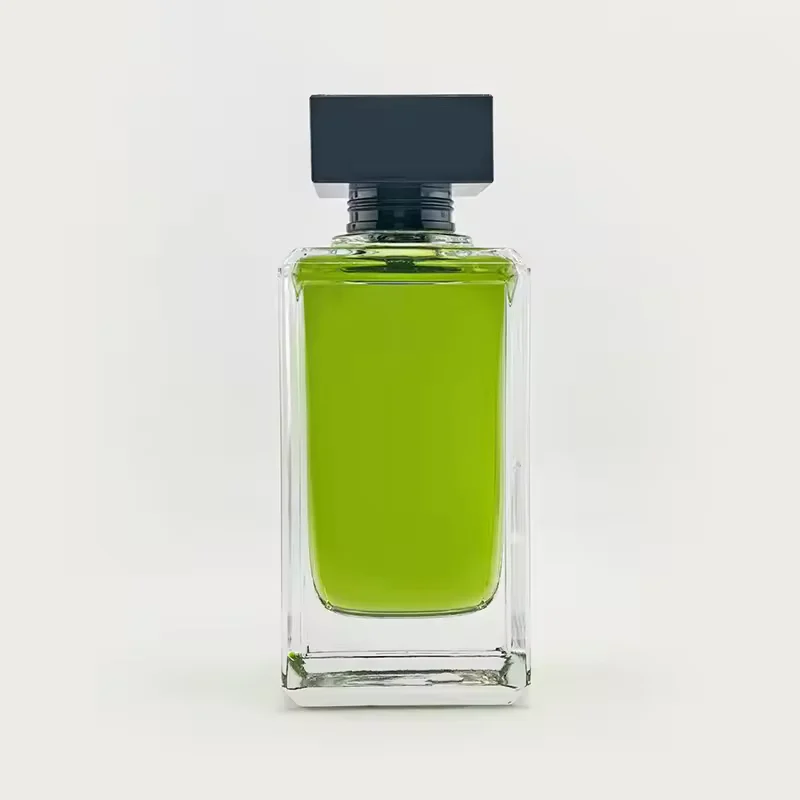 Black Square Glass Perfume Bottle with Crimp Neck