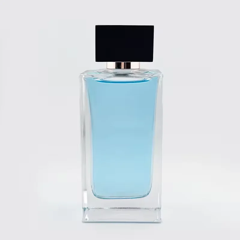 Black Square Glass Perfume Bottle with Crimp Neck