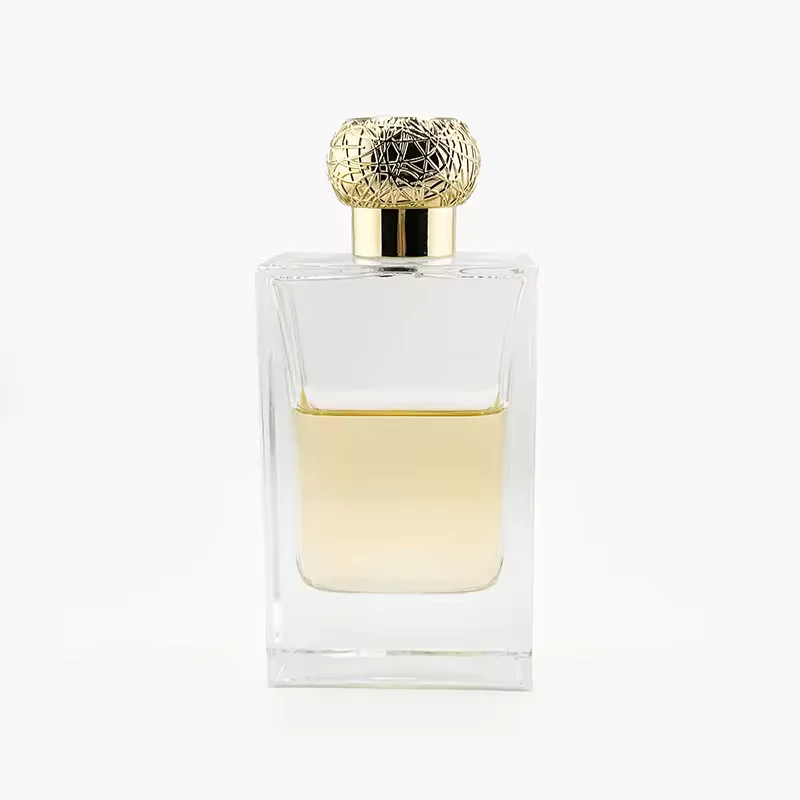 Clear Square Glass Perfume Bottle with Crimp Neck