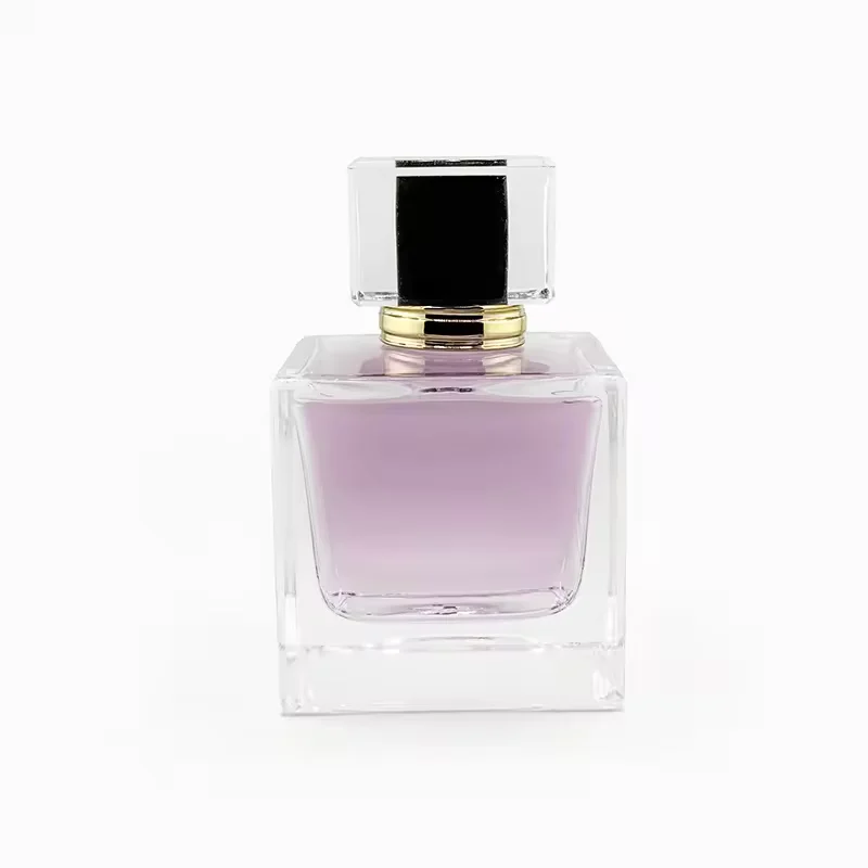 Black Square Glass Perfume Bottle with Crimp Neck