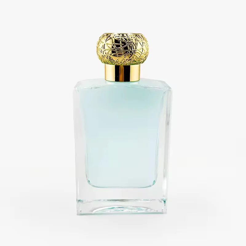 Clear Square Glass Perfume Bottle with Crimp Neck
