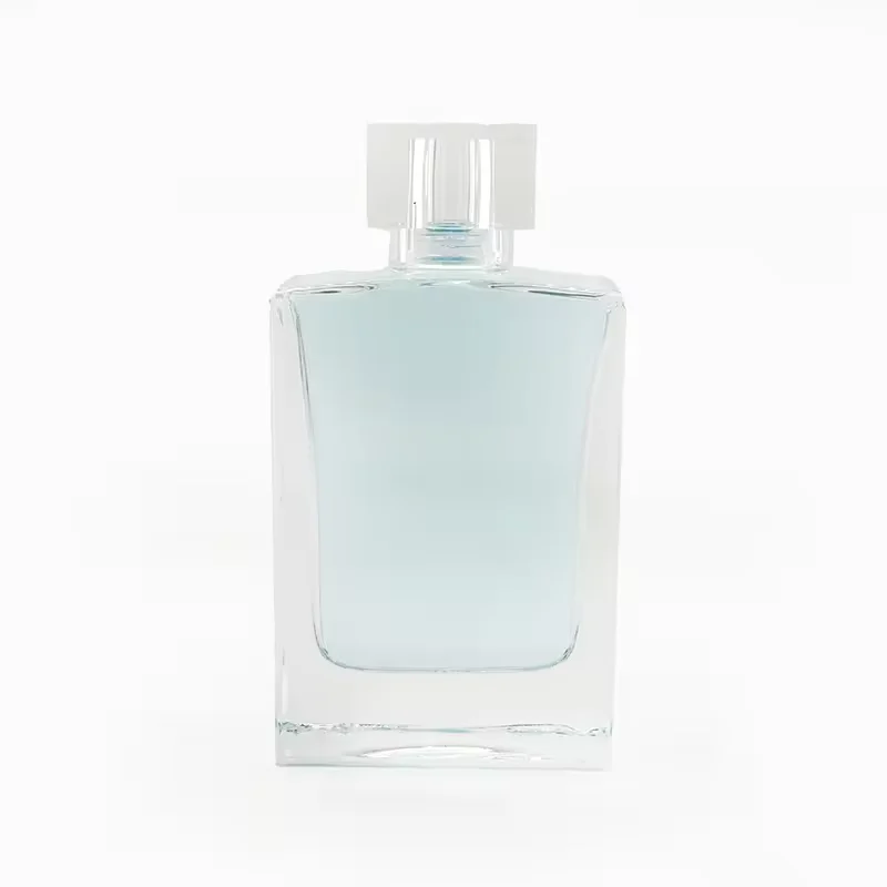 Clear Square Glass Perfume Bottle with Crimp Neck