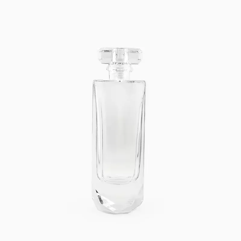 Clear Square Glass Perfume Bottle with Crimp Neck