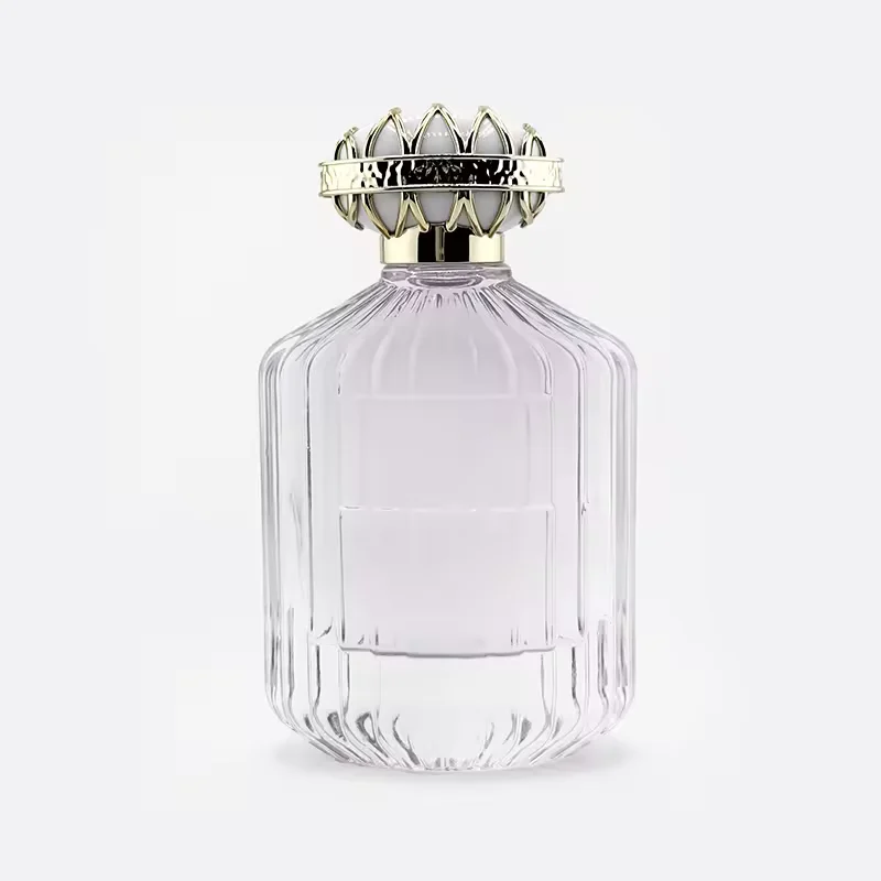Clear Glass Perfume Bottle with Crimp Neck