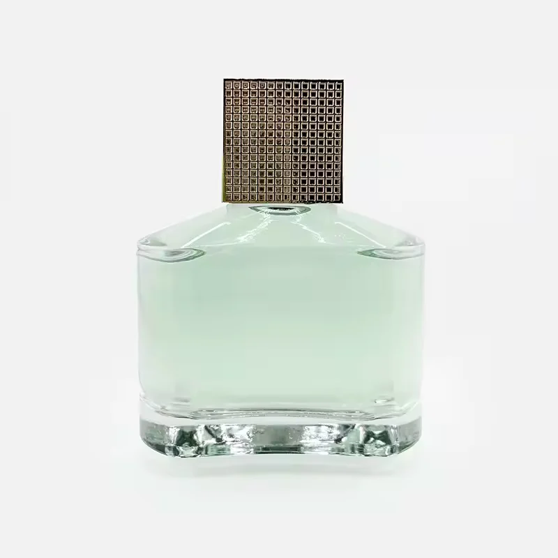 Red Square Glass Perfume Bottle with Crimp Neck