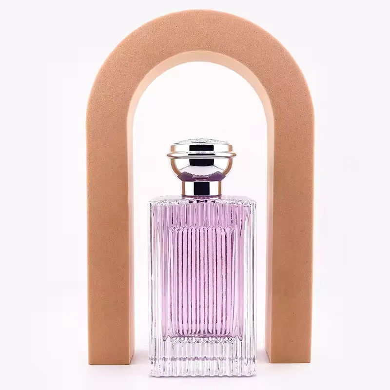 Clear Square Glass Perfume Bottle with Crimp Neck