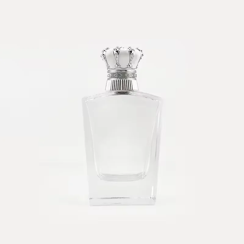 Red Square Glass Perfume Bottle with Crown Cap