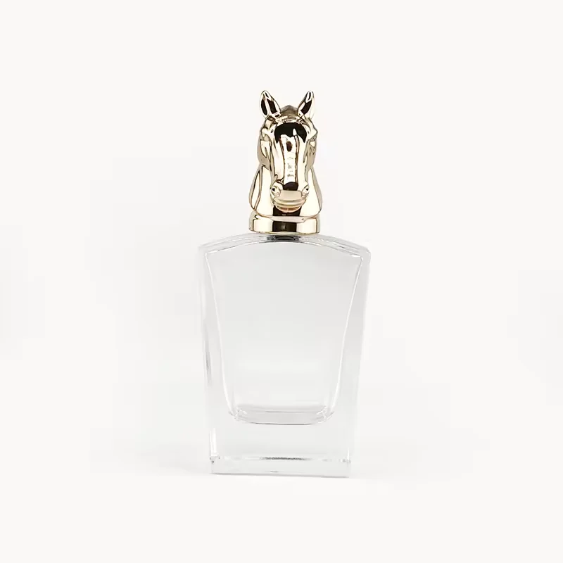Clear Square Glass Perfume Bottle with Crimp Neck