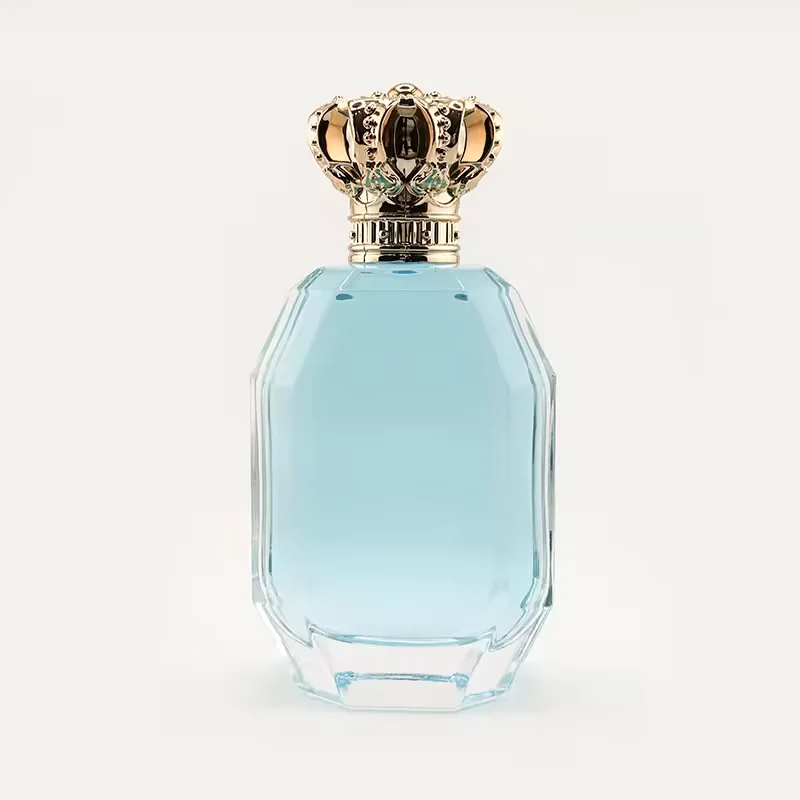 Clear Square Glass Perfume Bottle with Crown Cap