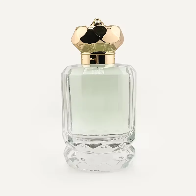 Clear Cylindrical Glass Perfume Bottle with Crown Cap