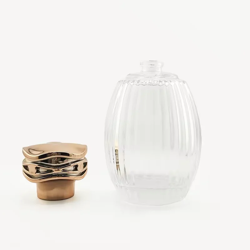 Clear Cylindrical Glass Perfume Bottle