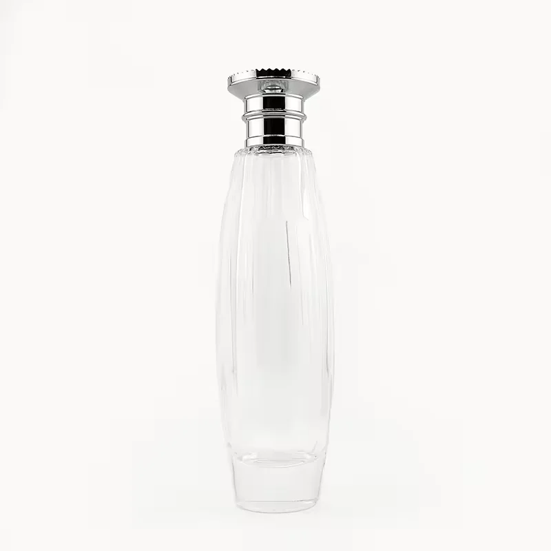 Clear Cylindrical Glass Perfume Bottle with Crimp Neck