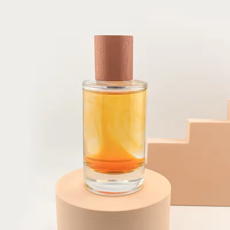 Clear Cylindrical Glass Perfume Bottle with Crimp Neck