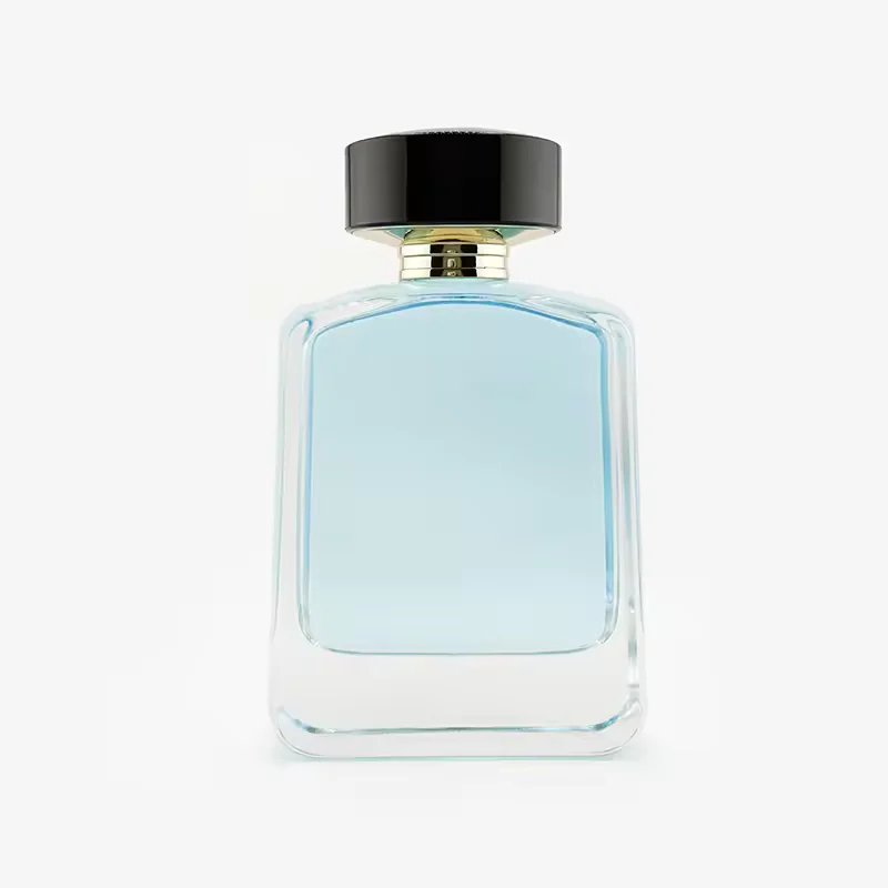 Clear Square Glass Perfume Bottle with Crimp Neck