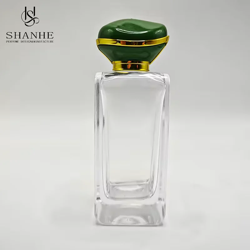 Green Square Glass Perfume Bottle