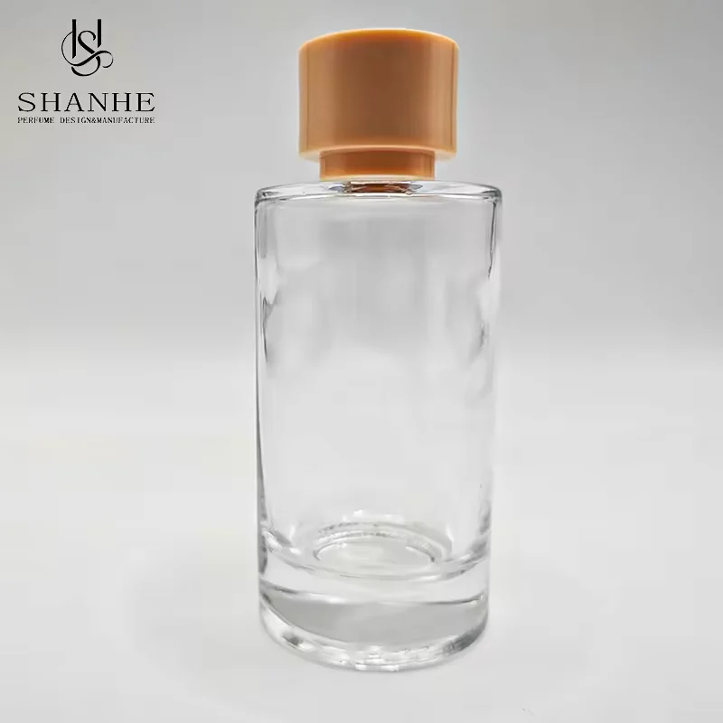 Clear Cylindrical Glass Perfume Bottle