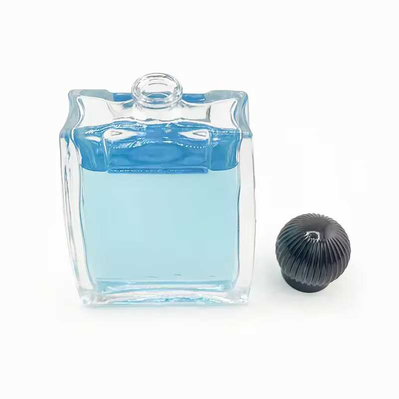 Square Glass Perfume Bottle with Refillable Design image 5