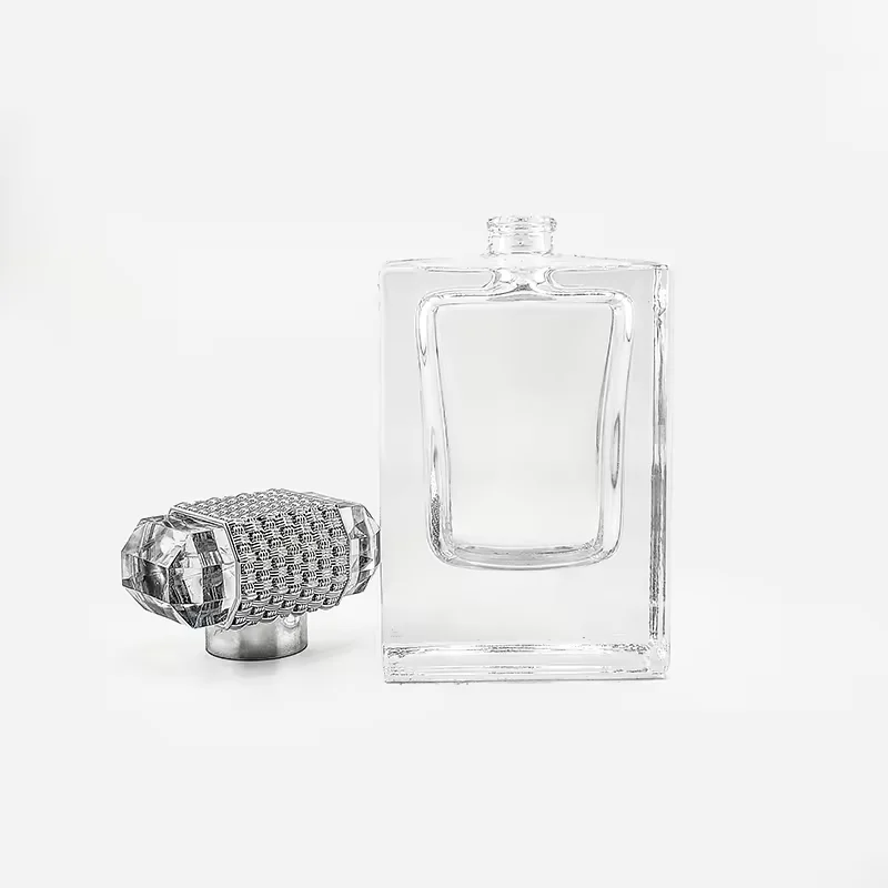 Gradient Square Glass Perfume Bottle with Crimp Neck