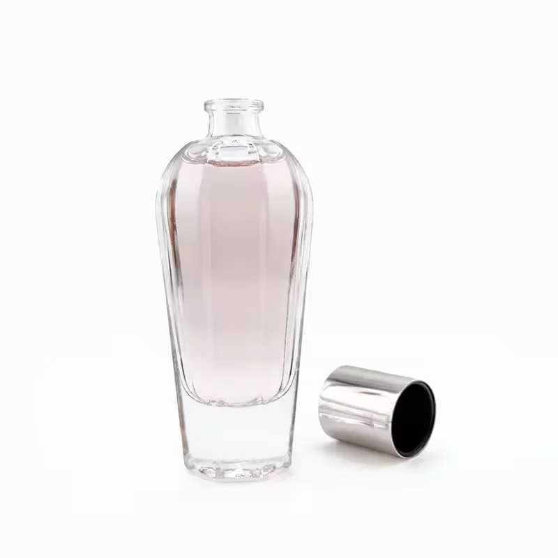Clear Cylindrical Glass Perfume Bottle with Refillable Design
