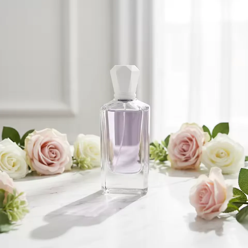 Square Glass Perfume Bottle with Pump Sprayer